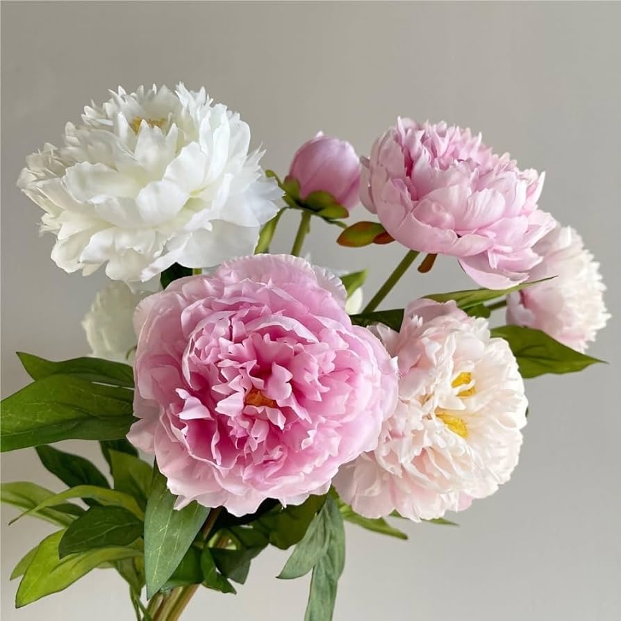 Amazon｜家の装飾用の模擬牡丹の花 - リアルな牡丹の花 3 個